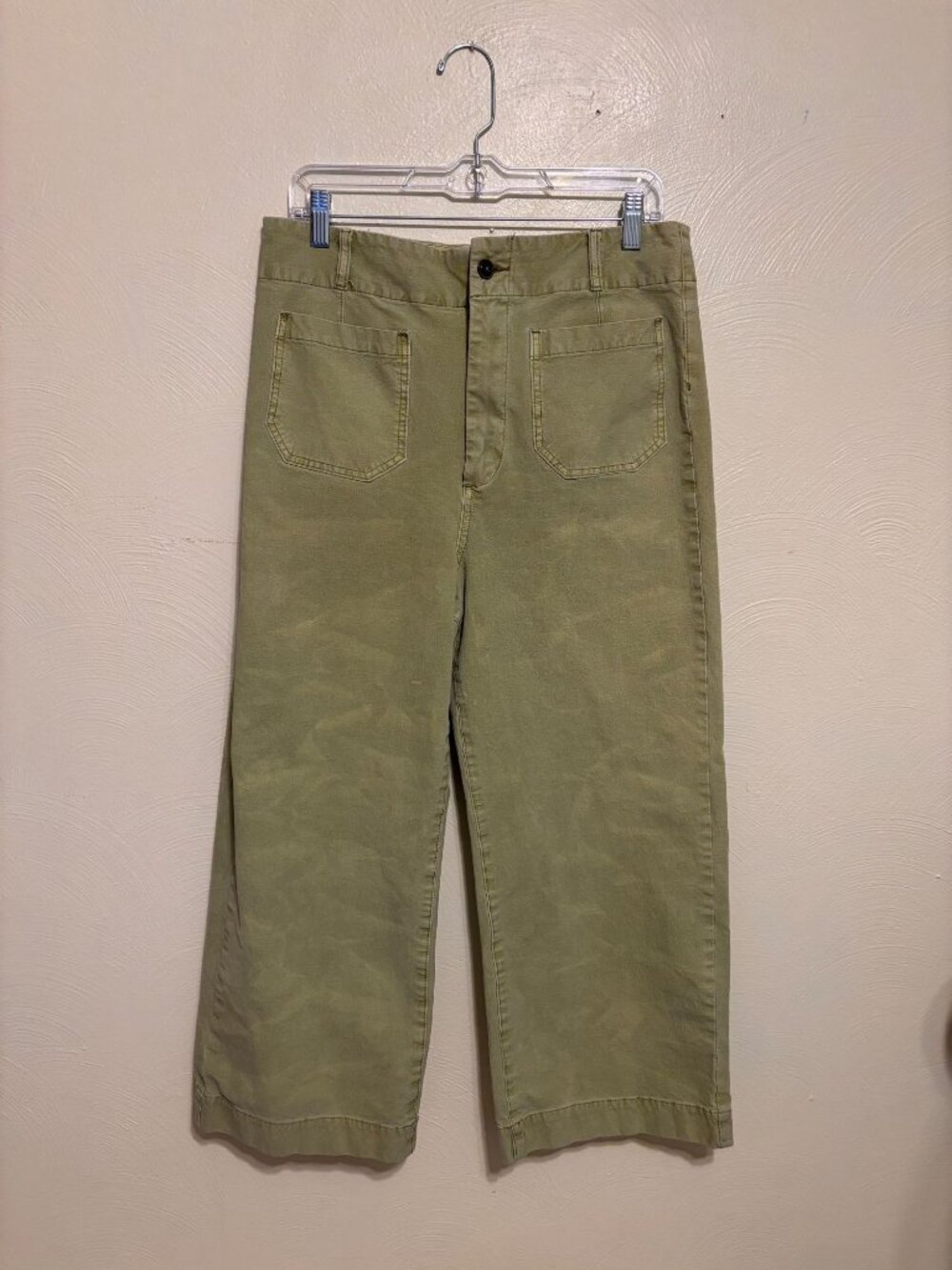 Pilcro Womens Green Cropped Wide-Leg Pants Size 32